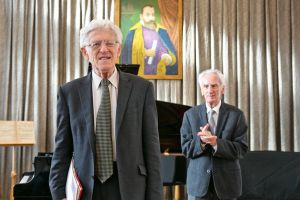 Prof. Andrzej Jasiński i Juliusz Adamowski in Music and Literature Club, 21.08.2017.  Fot. Andrzej Solnica.